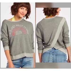 Sundry Womens Split Back Girls Just Want to Have Sun Sweater Size 2 (Medium)